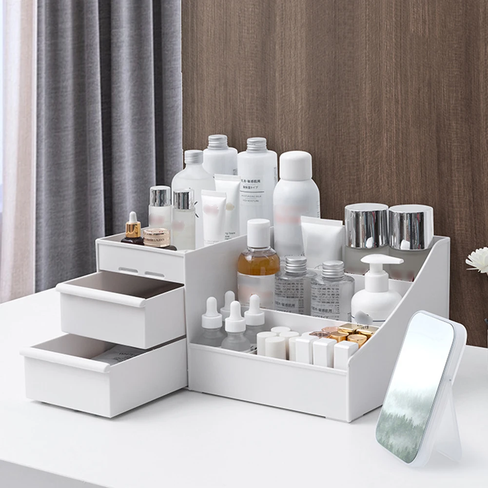 Ящик для хранения косметики вместительный пластиковый ящик органайзер макияжа