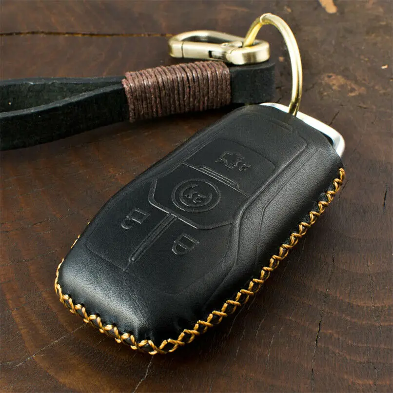 Чехол из натуральной кожи для автомобильных ключей чехол Ford Edge Explorer Fusion Mustang F-150