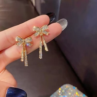 new super glitter luxury tassel bowknot earrings for women 2021 korean fashion jewelry wedding holiday party womens accessories