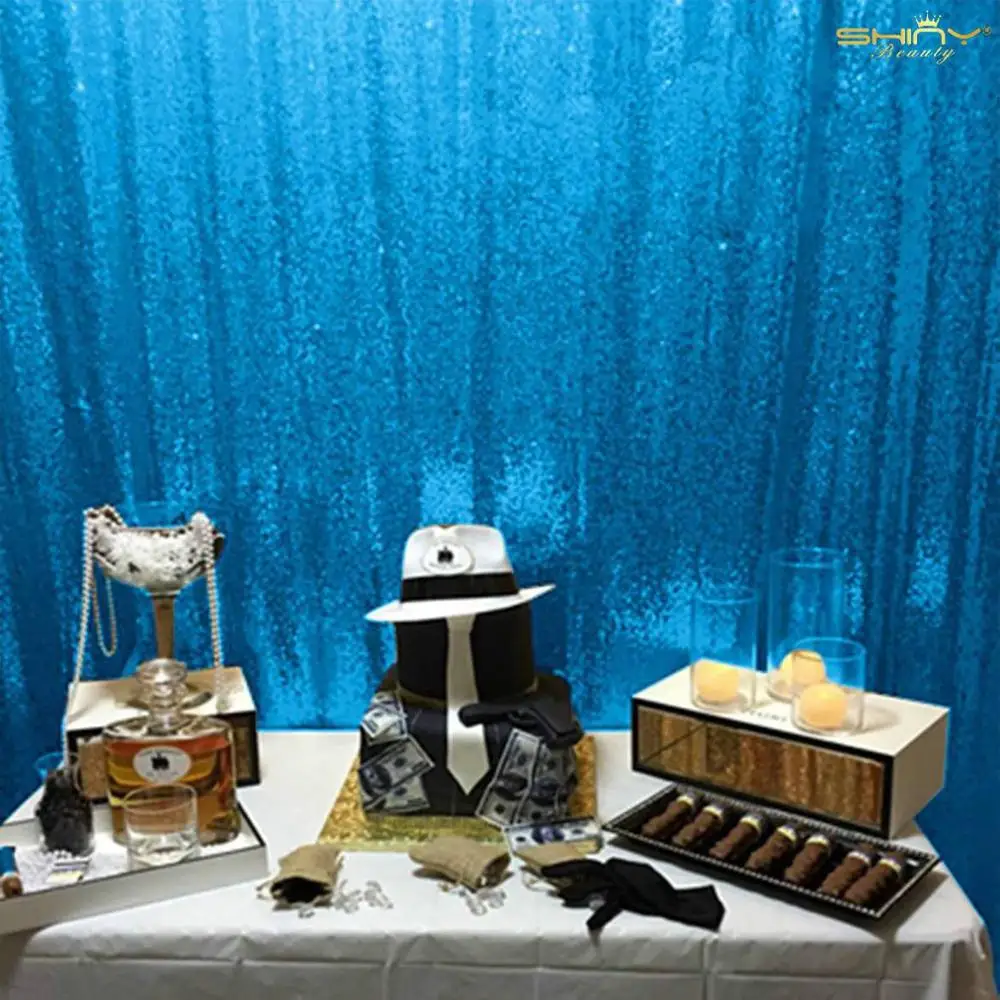 Shinybeauty 2 панели 2X7FT Photo Booth фон Aqua Blue свадебный шторы для дня рождения Decoration-M190820 |