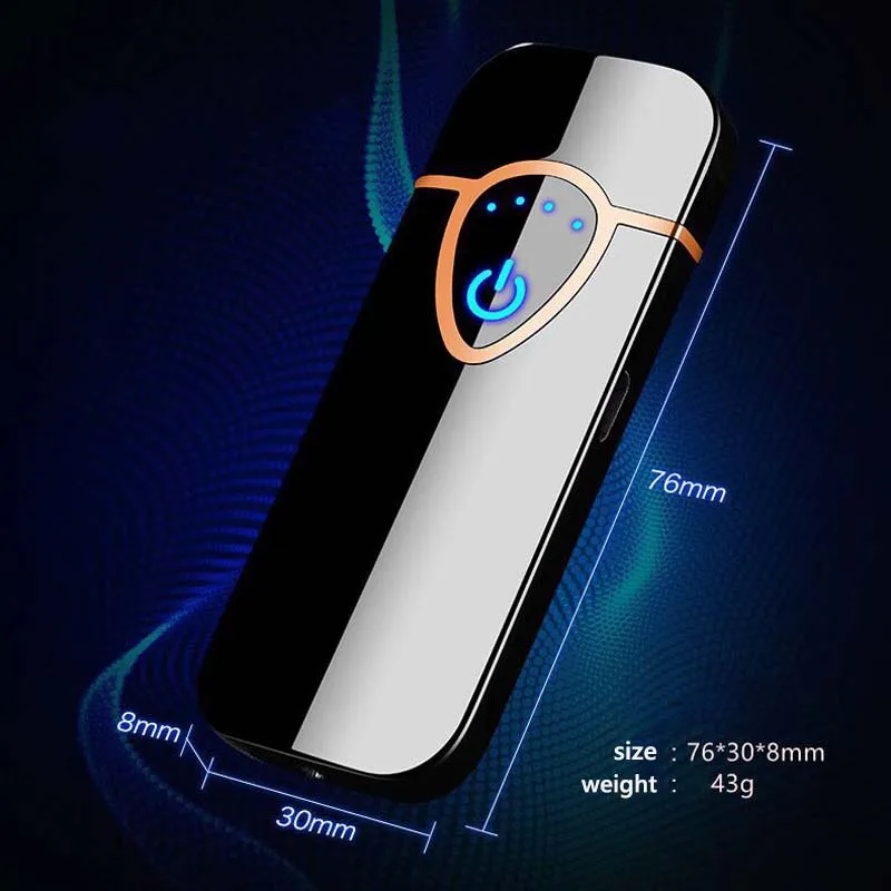 Ультратонкая USB зажигалка для сигарет сенсорная Индукционная автомобильная