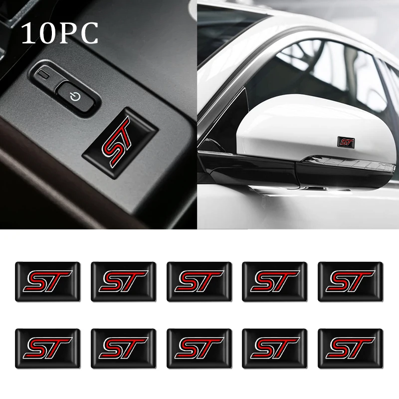 

10pcs 3D Epoxy ST Emblem Car Sticker Car Decoration Badge Decals For ST Logo Ford FOCUS Mondeo Fiesta Kuga MK2 MK3 Accessories