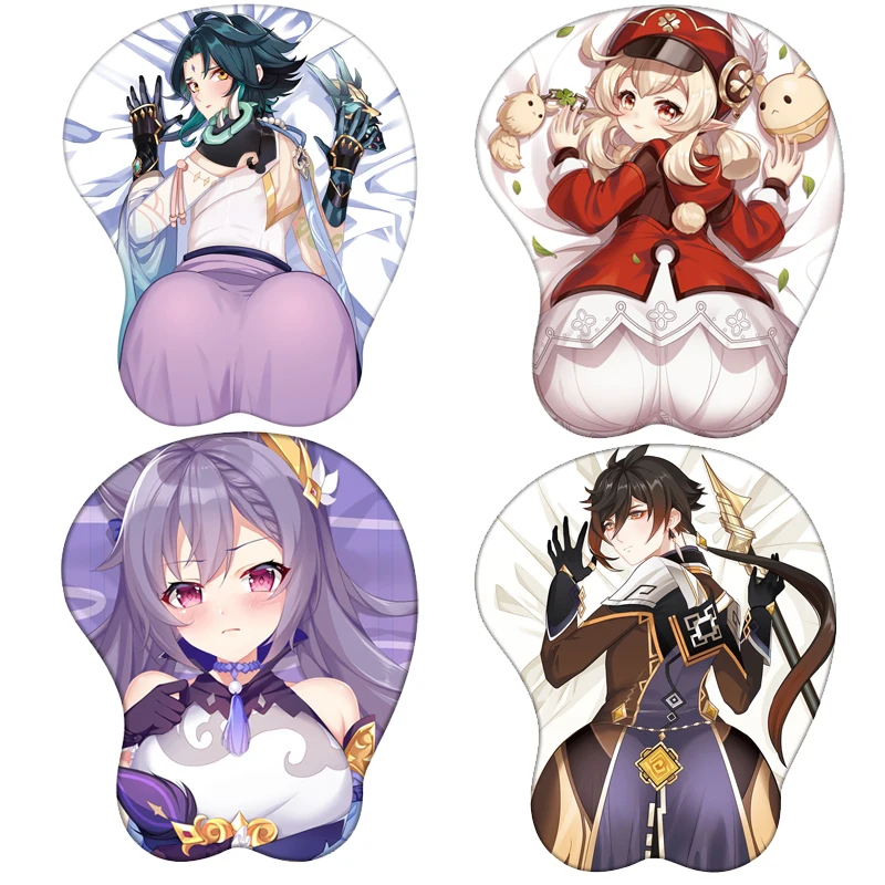 

3D Genshin ударный компьютерный коврик для мыши, стерео коврик для мыши с защитой запястья, силиконовый коврик для запястья, игровой коврик для м...