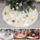 Белая юбка для рождественской елки, 48 дюймов, меховая Рождественская юбка для елки, декоративная ткань для юбки для рождественской елки, украшения для праздника и рождества