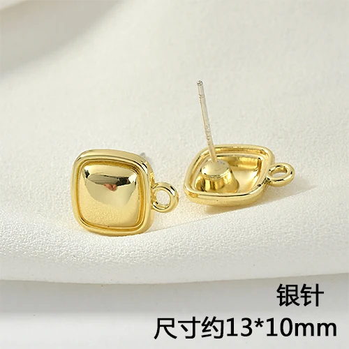 Simple and Versatile round Square Silver Needle Ear Stud DIY Rings Accessories Material 6pcs | Украшения и аксессуары