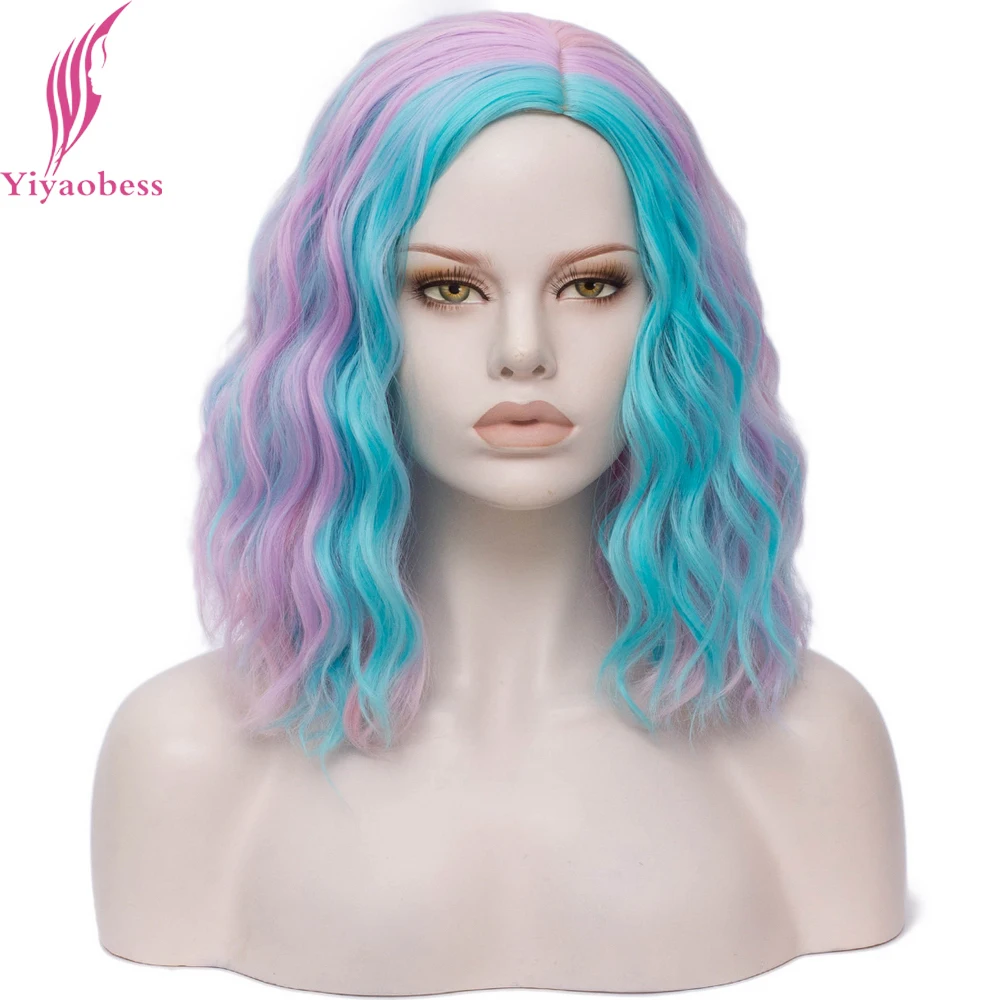 Yiyaobess 16 дюймов короткий парик Ombre синтетические волнистые волосы для женщин