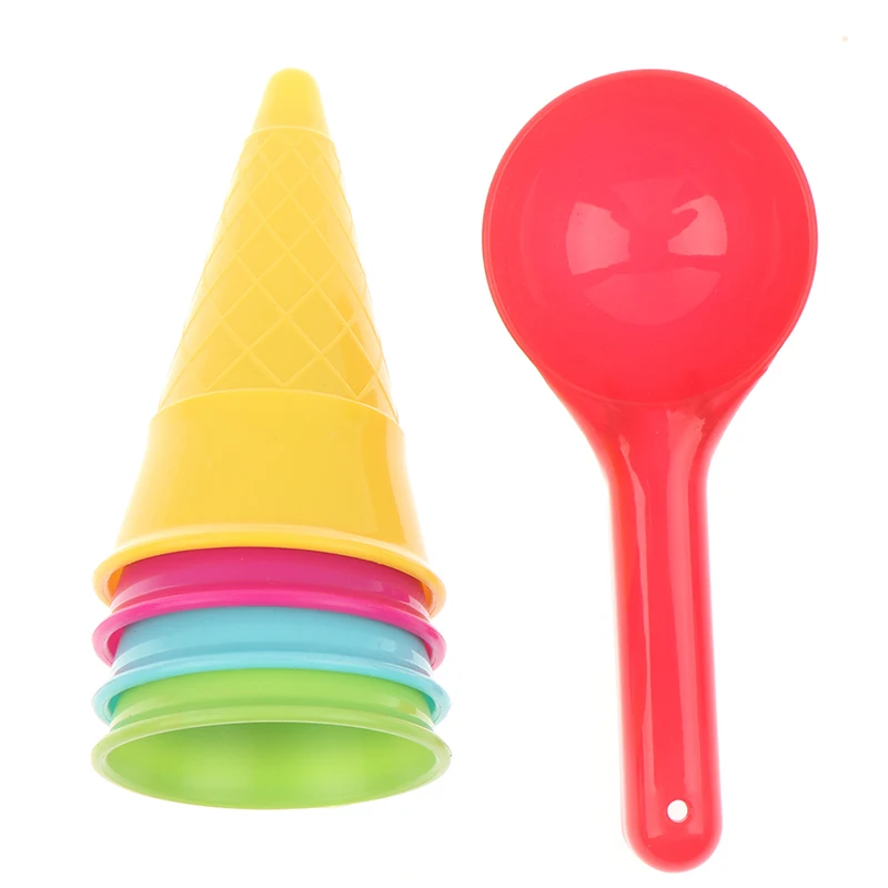 5 Pcs/lot Cute Ice Cream Cone Scoop Sets Beach Toys Sand Toy For Kids Children Educational Montessori Summer Play Set Game Gift