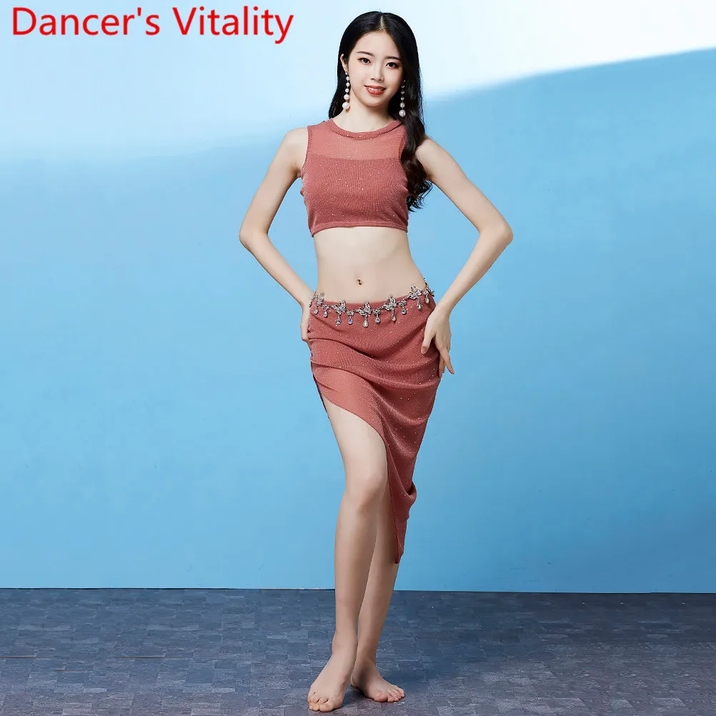 Одежда для танца живота тренировочная одежда топ без рукавов с вырезами короткая