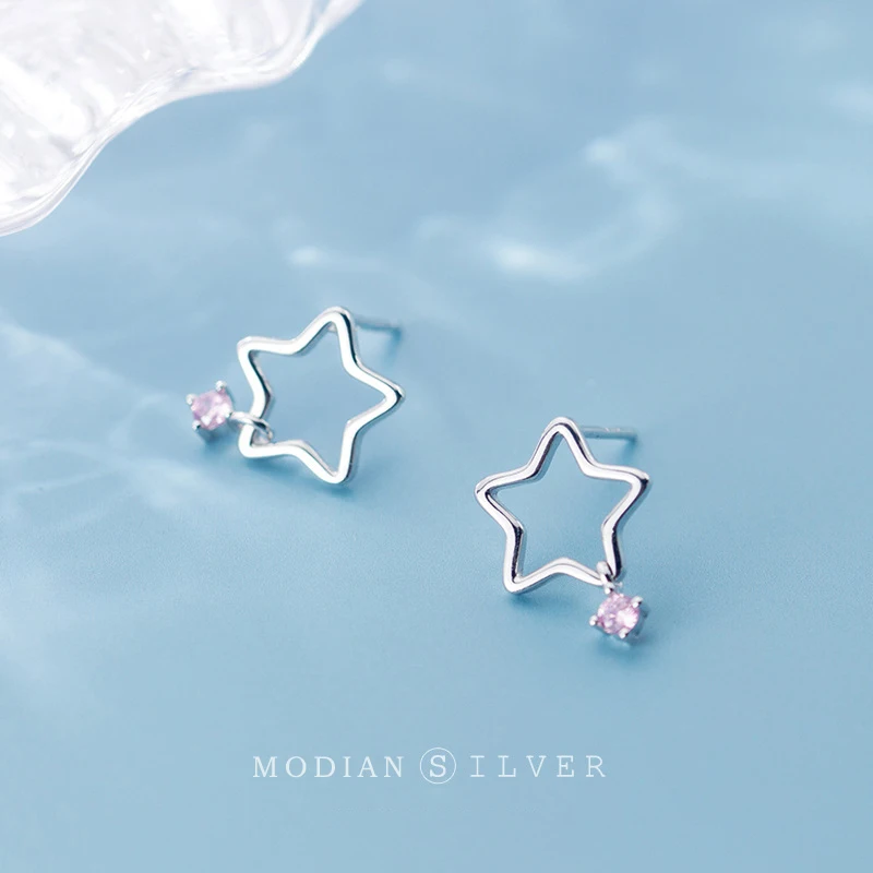 MODIAN реальные 925 стерлингового серебра розового цвета с украшением в виде