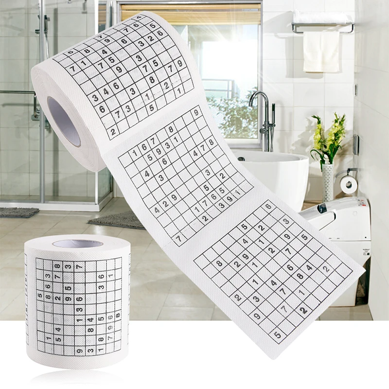 

2019 New 1 Roll 2 Ply Number Sudoku Printed WC Bath Funny Toilet Paper Tissue Bathroom Supplies Jag Gift Drop Shipping