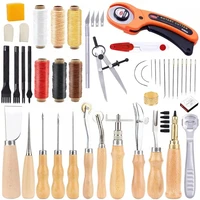 imzay 53pcs leather working tools kit with instructions leather groover awls prong punch and other tools for leather working