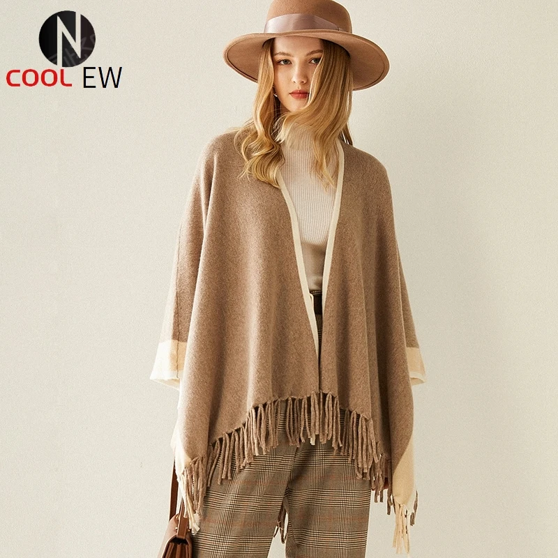 

Autumn and winter new cashmere shawl coat women's loose fashion cashmere sweater 100% pure cashmere
