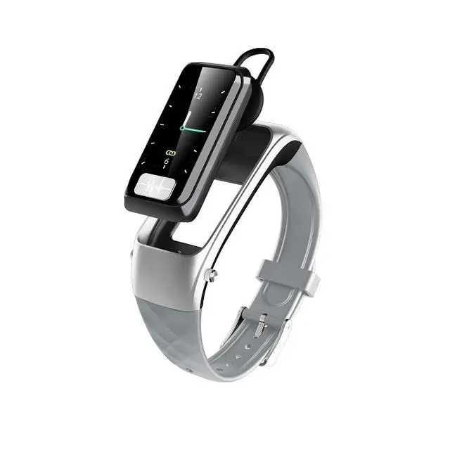 silver 2 в 1 bluetooth наушники Смарт Браслет часы спортивный фитнес-трекер часы Смарт-браслет здоровья кровяное давление Пульс - Цвет: silver