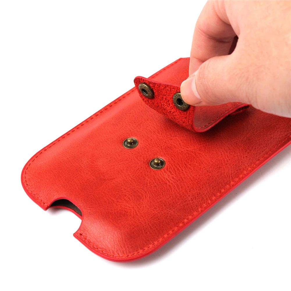 

Fashion Leather Phone Protective Bag Card Holster Storage Waist Bag for 4.7"/5.1"/5.5" Phone Holder Accessories