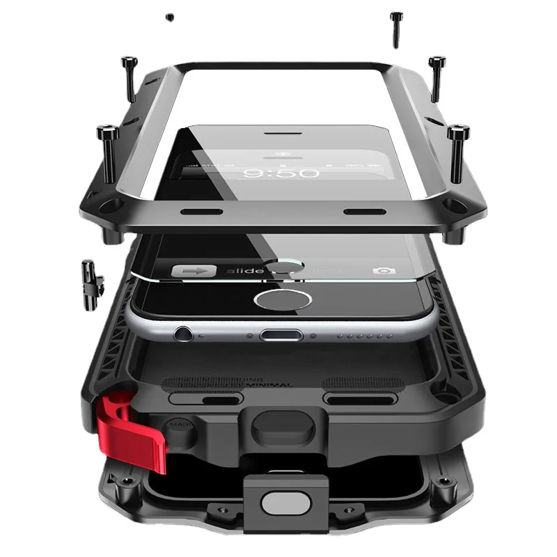

ZKBOW for Heavy Duty Protection Armor Metal Aluminum Phone Case for IPhone 13 11 12 Mini Pro XS MAX SE XR Plus Shockproof Cover