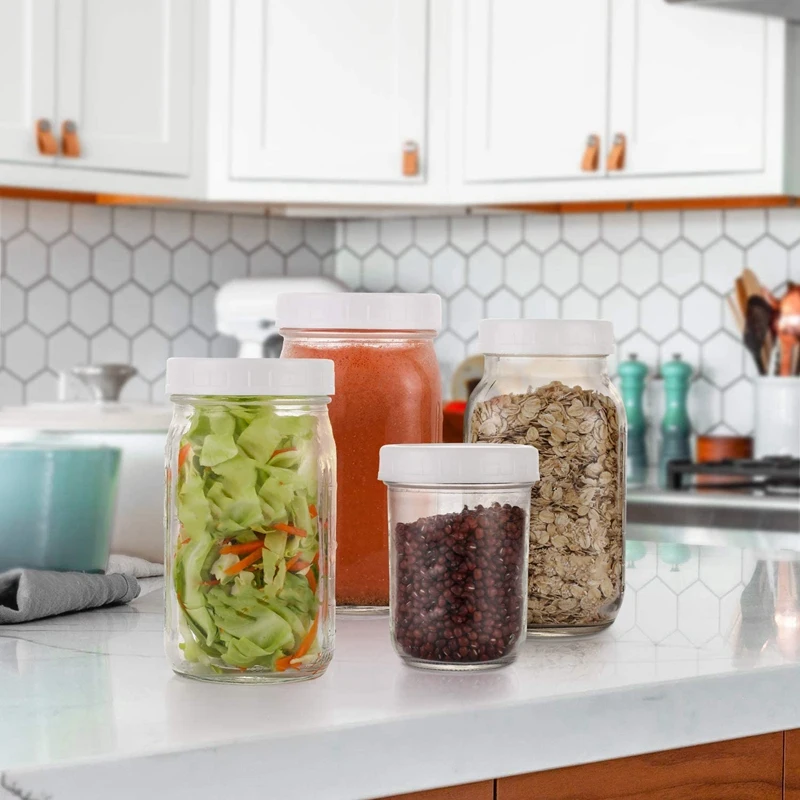 Акция! 16 наборов крышек для широко горловых банок из пластика для хранения консервов с антипротивоударным и противоцарапающим покрытием.