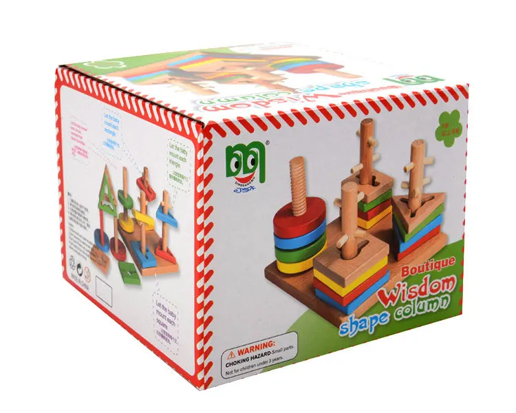 Деревянная Геометрическая головоломка-штабелер для малышей Детская развивающая