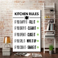 canvas painting wall art with frame kitchen rules home decoration inspired text art poster nordic poster print for living room