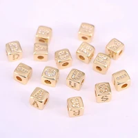 26pcs 6mm micro pave cz cute square letter spacer connector beads for jewelry making findings accessories wholesale
