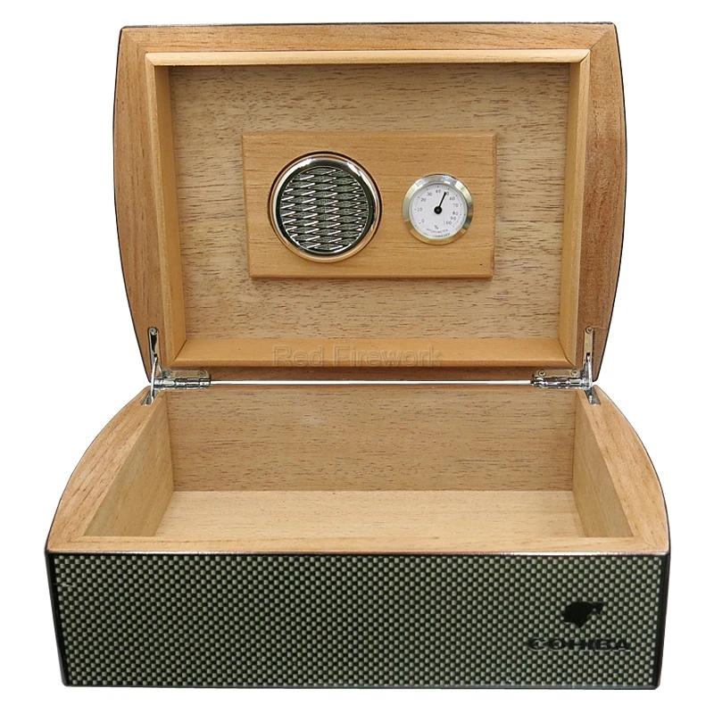 COHIBA чехол для сигар Humidor для путешествий из кедрового дерева коробка для сигар с увлажнителем и гигрометром углеродное волокно для лица Humidors сигары