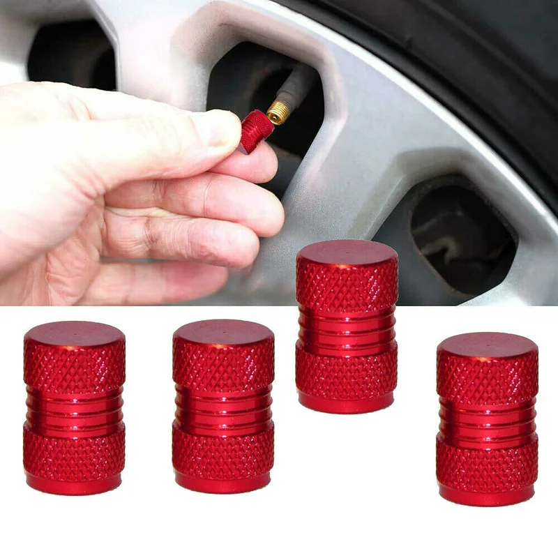 

4 x Red Car Auto Tyre Rim Valve Wheel Stem Air Port Dust Caps Cover Accessories