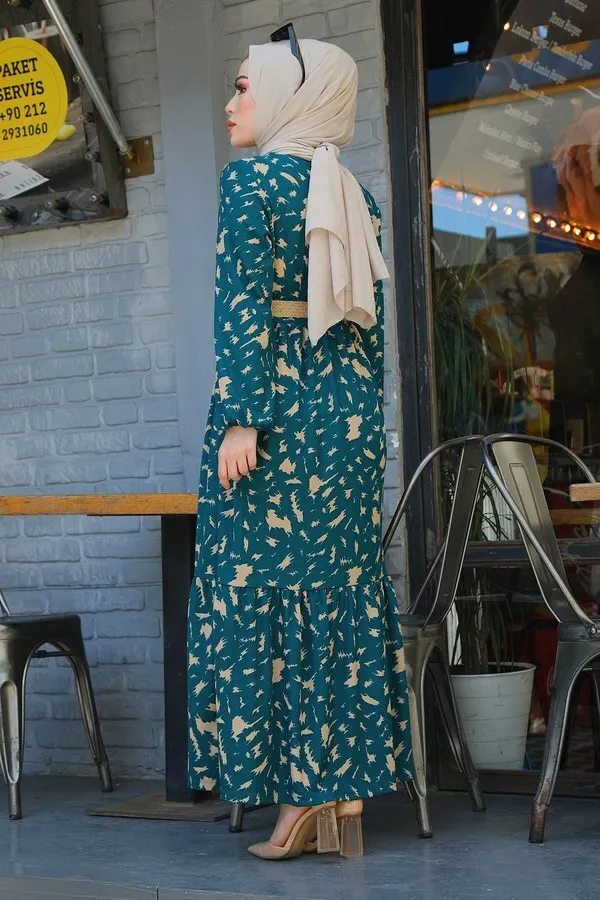 

Waist Belted Flounces Dress Yellow