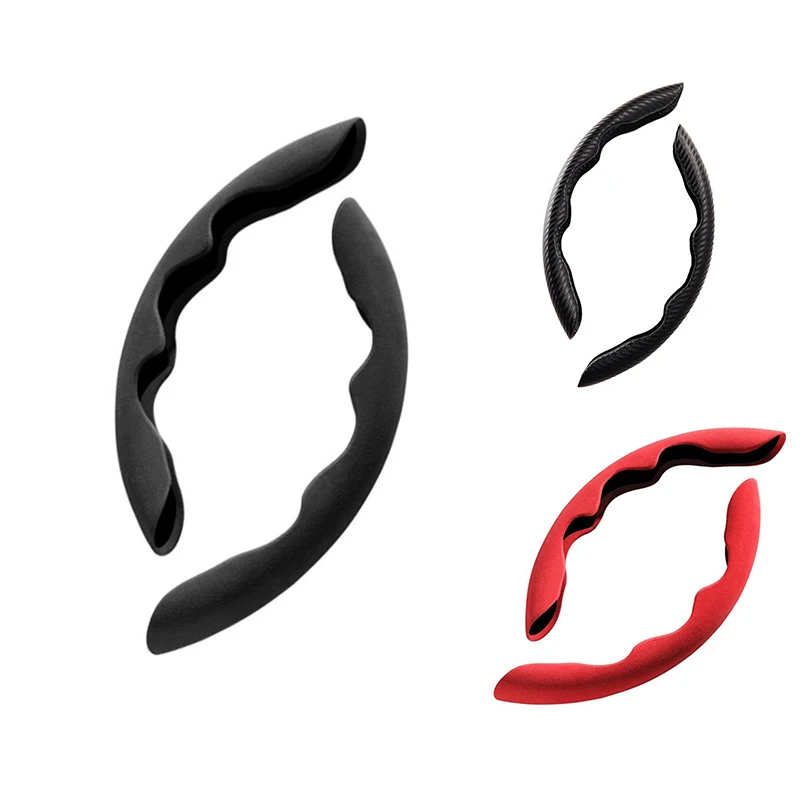 

2PCS Universal Car Suede Steering Wheel Cover Handle Anti-Slip Protection Cover for Benz Jeep Dodge Etc