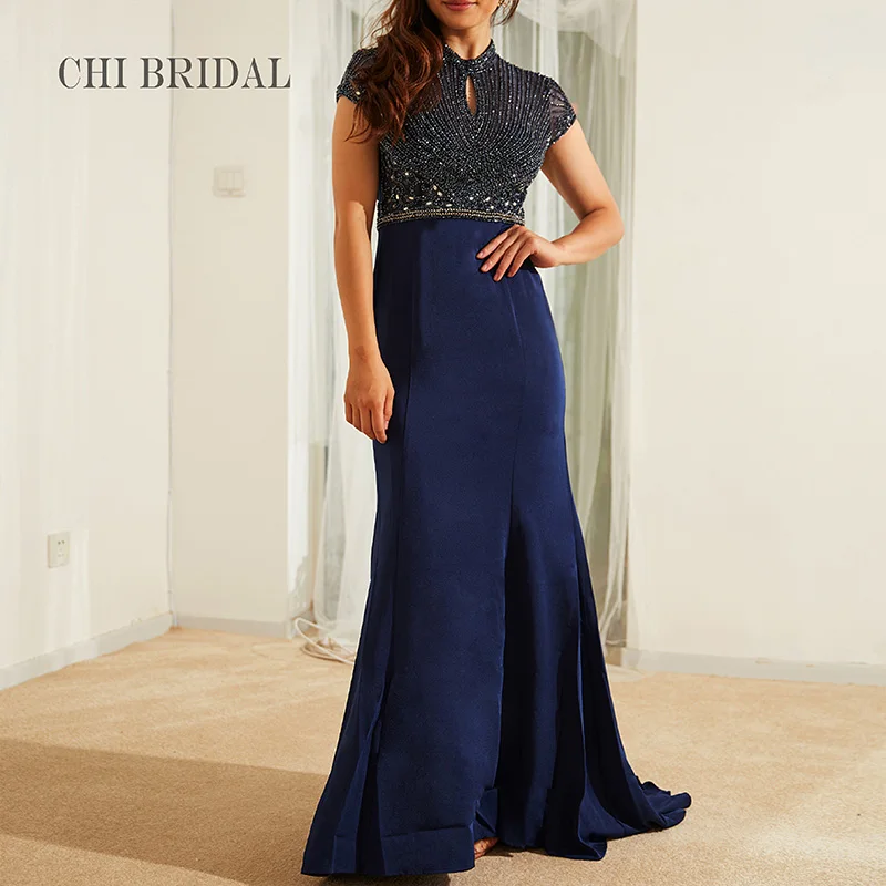 

Элегантное темно-синее вечернее платье, сексуальное платье с вырезами на груди, роскошное женское вечернее платье ручной работы