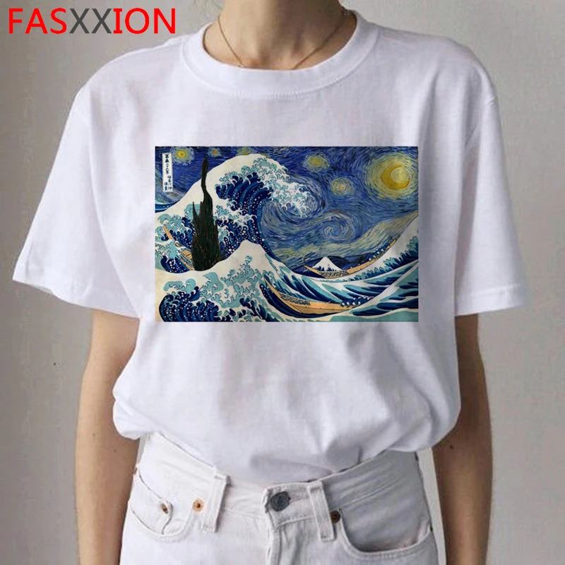 Van Gogh Van Goghing Van Gone футболки HARAJUKU женские Рисование маслом Ullzang футболка Веселая 90s футболки модные футболки женские - Цвет: 9341