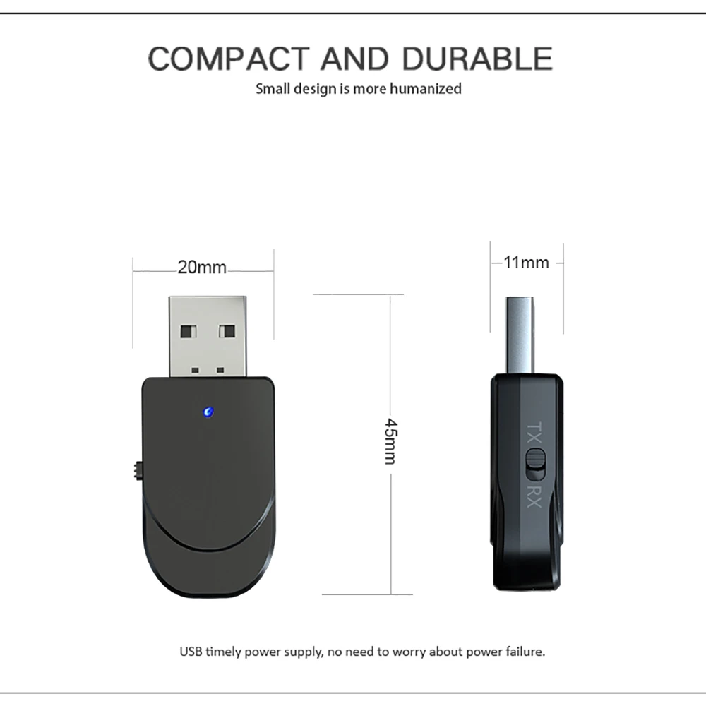 

HOt Sale Bluetooth 5.0 Audio Receiver Transmitter 2 IN 1 Mini 3.5mm Jack AUX USB Stereo Music Wireless Adapter for TV Car PC Hea