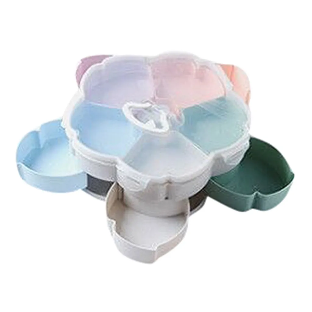 Креативная двухслойная Поворотная коробка для хранения пластиковая закусок и