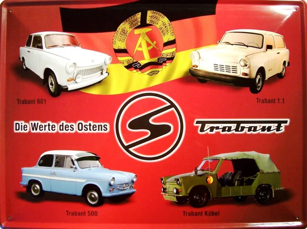 

Трабант, Trabi Rennpappe, модель DDR Blechschild, металлический жестяной знак