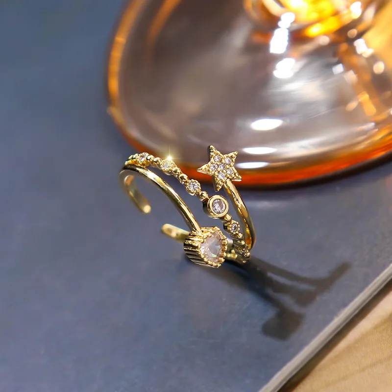 Корейский тренд Звезда Сердце Циркон Кольца для женщин 2020 Новое поступление