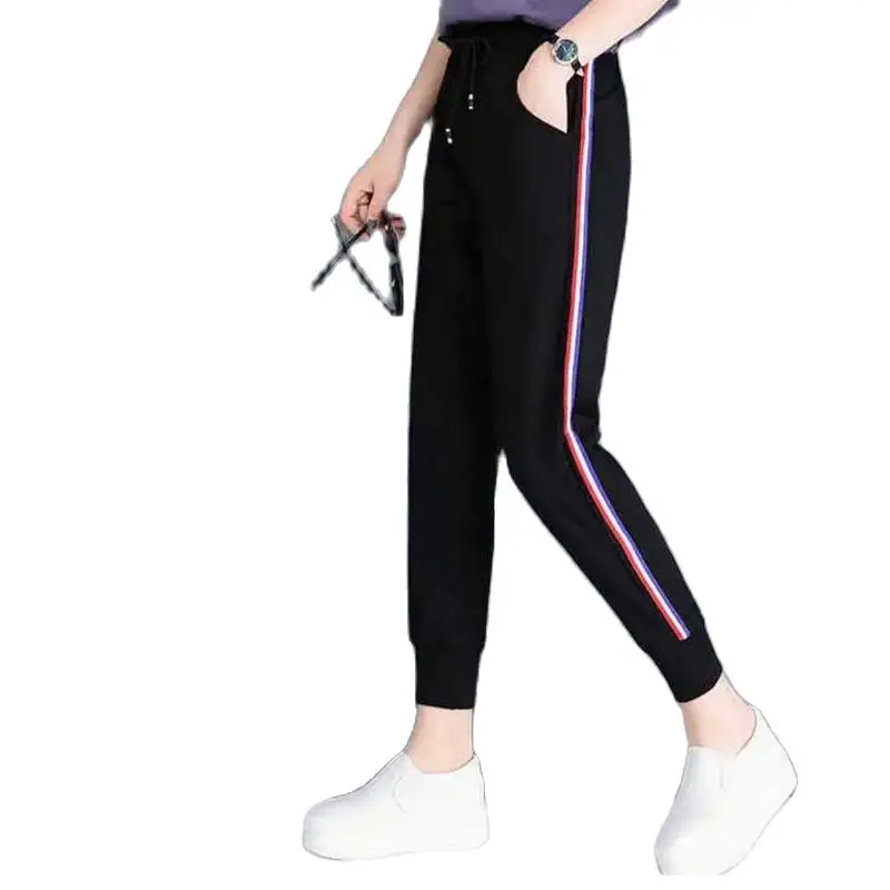 

Woman Clothes, Fashion Nine Points Sweatpants Women Summer Thin Spring And Autumn BreathAble Foot Trend Show Thin Casual Slacks