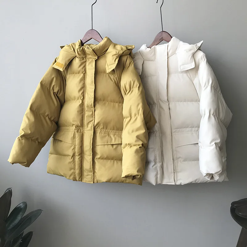 2020 Winter Clothes Women Korean Style Hooded Padded Puffer Jacket Coat Streetwear Beige Femme Parkas Black Ropa Mujer Invierno