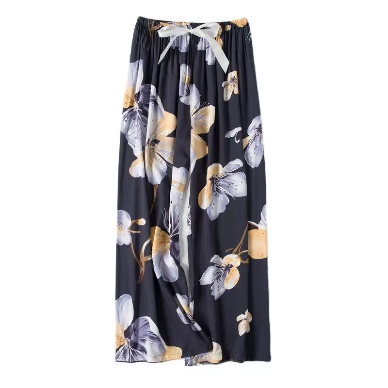 

Cotton Silk Pajama Trousers Women'S Wide Leg Pants Spring And Summer Large Loose Pregnant Women Can Wear Single Pants Lady Pants
