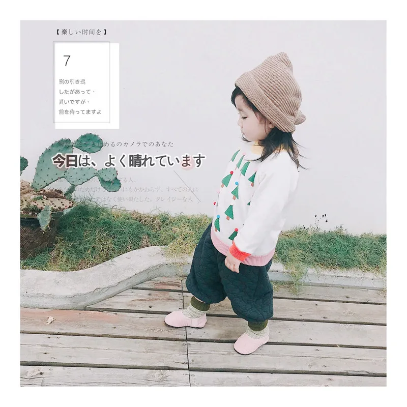 Tonytaobaby Winter Clothes New Children's Clothing White Christmas Tree Knit Sweater Baby Girl Sweater Christmas Sweater