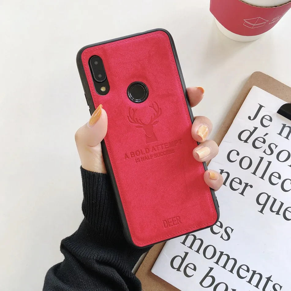 Чехол для чехол на Xiaomi Redmi Note 7/Note 6/Note 5 Pro/Note 8 Pro чехол модный силиконовый чехол с рисунком лося из ТПУ с текстурой ткани для Xiaomi mi A2 lite - Цвет: Red