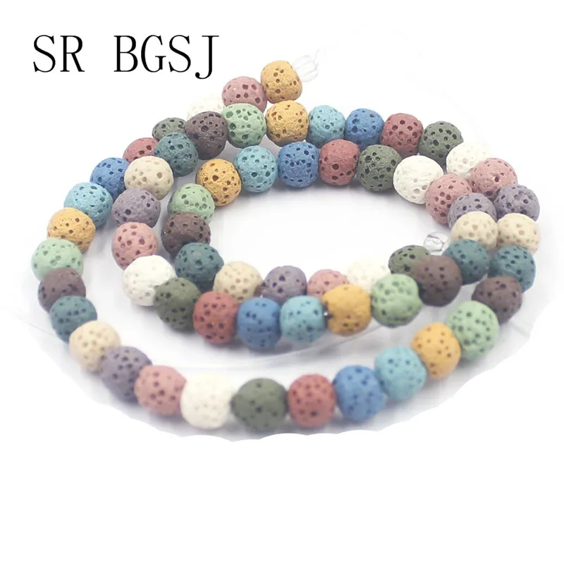 Free Shipping 6mm-14mm Mixed Random Colorful Lava Gems Loose Natural Stone Beads String 15&quot | Украшения и аксессуары