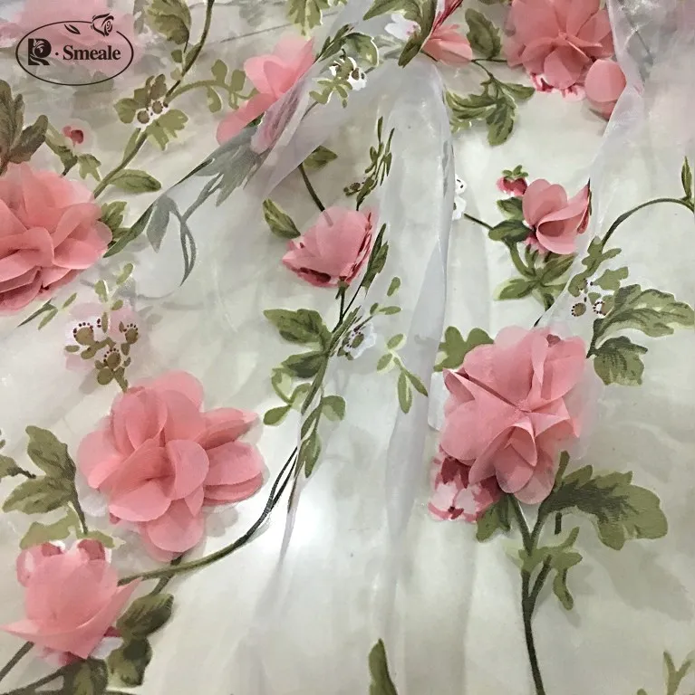 

Chiffon, Lace Eugen Yarn, Hand Applique Fabric, Embroidery Flower Dress, DIY Wedding Dress FabricRS1307