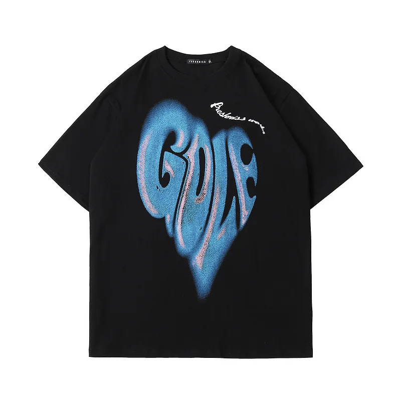 

Men T Shirt Hip Hop Harajuku Retro Streetwear High Street Tshirt 2021 New Oversize 100% Cotton Short Sleeve Male Couple T-Shirt