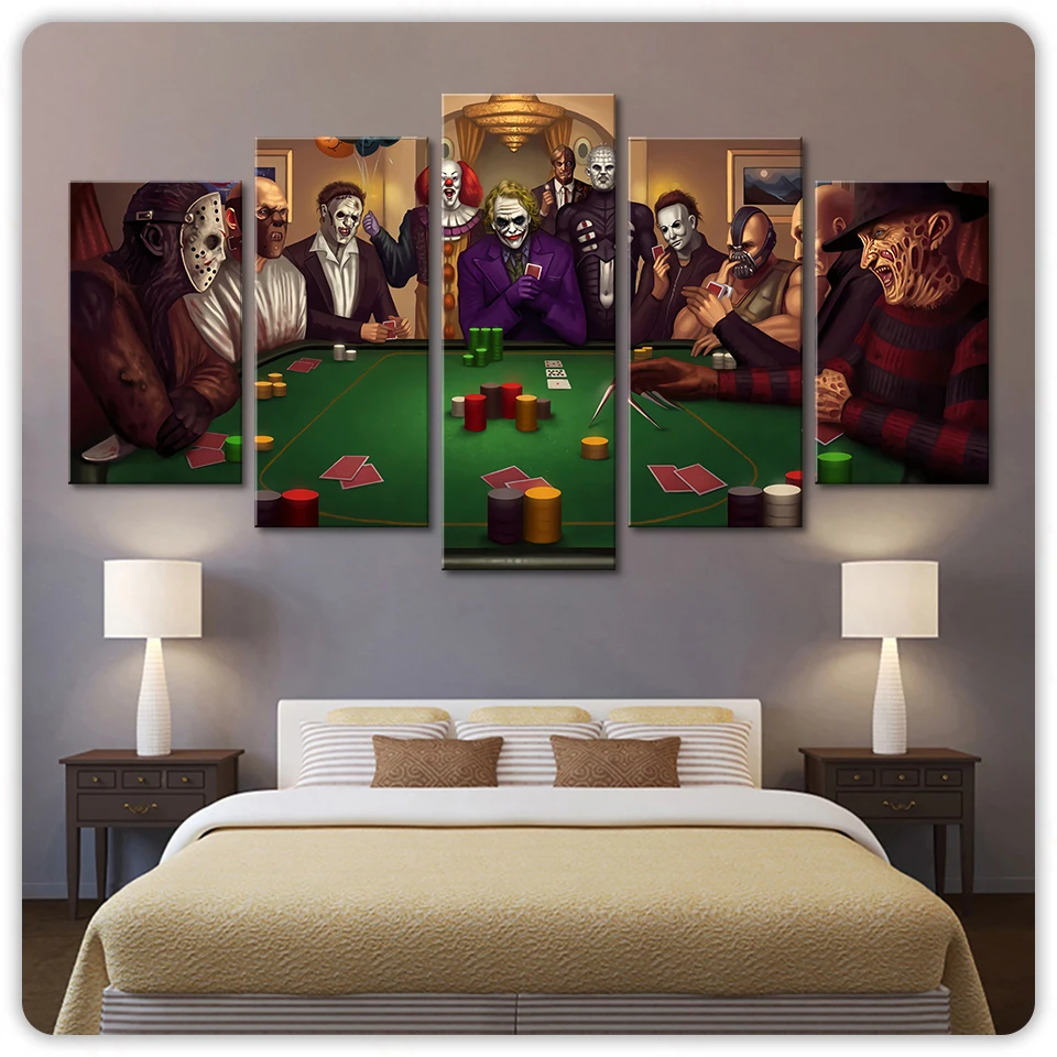 

Poker Horror Movie Children'S Texas Villains Teen Painting Abstract Wall Room Decor 5 Pieces Wall Art Decoration Poster Pictures