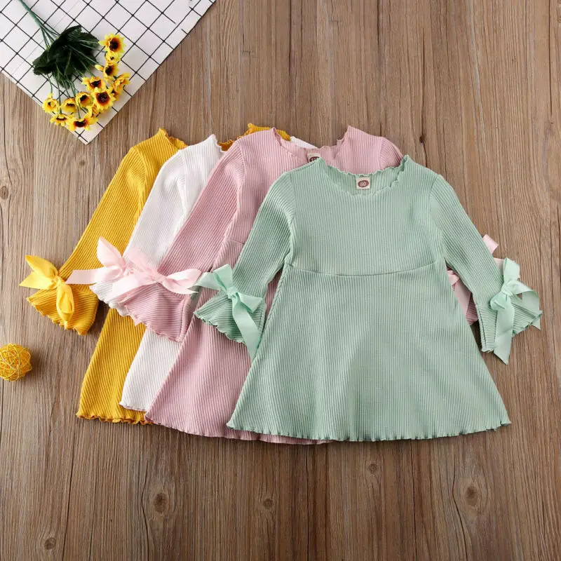 Женское платье для маленьких девочек 2020 Повседневная одежда однотонное розовое