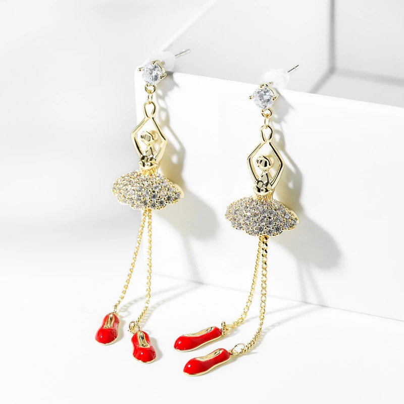 Модные женские висячие серьги Стразы длинные серьги-клипсы танцевальные