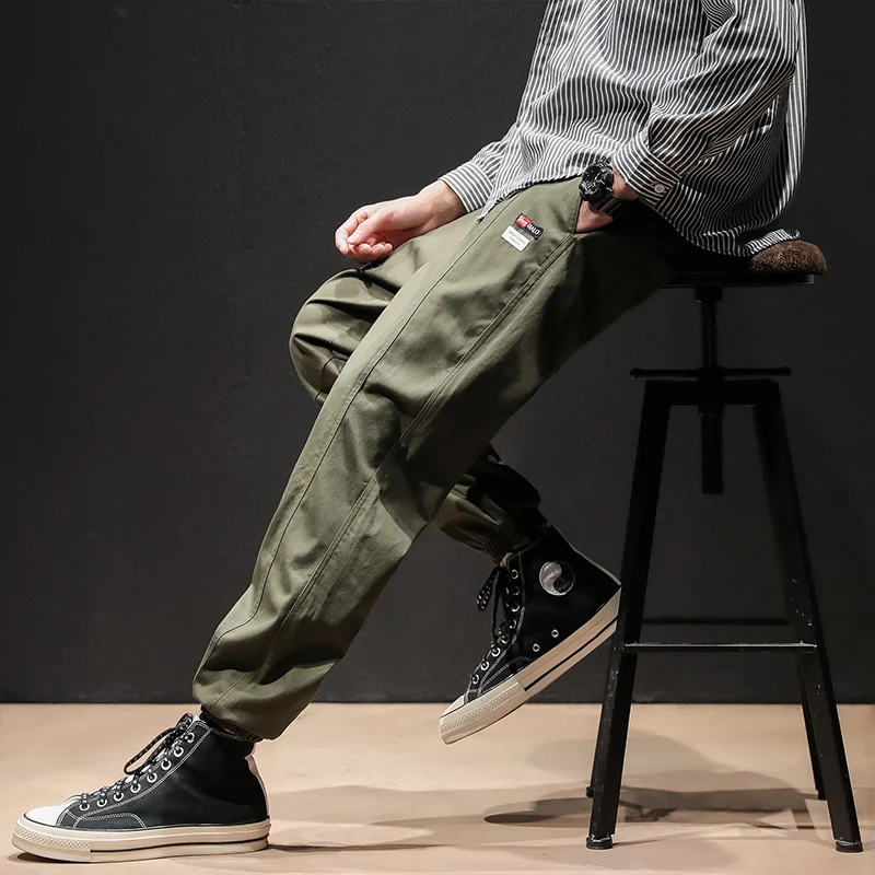 FUGOISM шаровары бежевые черные темно-зеленый мужские с эластичной резинкой на