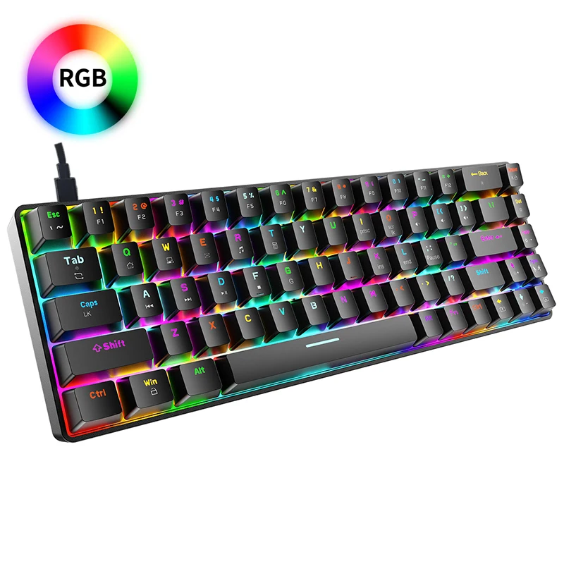 

RGB Gaming Mechanical Keyboard Wired 68 Key Mini Game Keyboard LED Backlight Red Blue Brown Switch For Gamer Laptop PC Computer