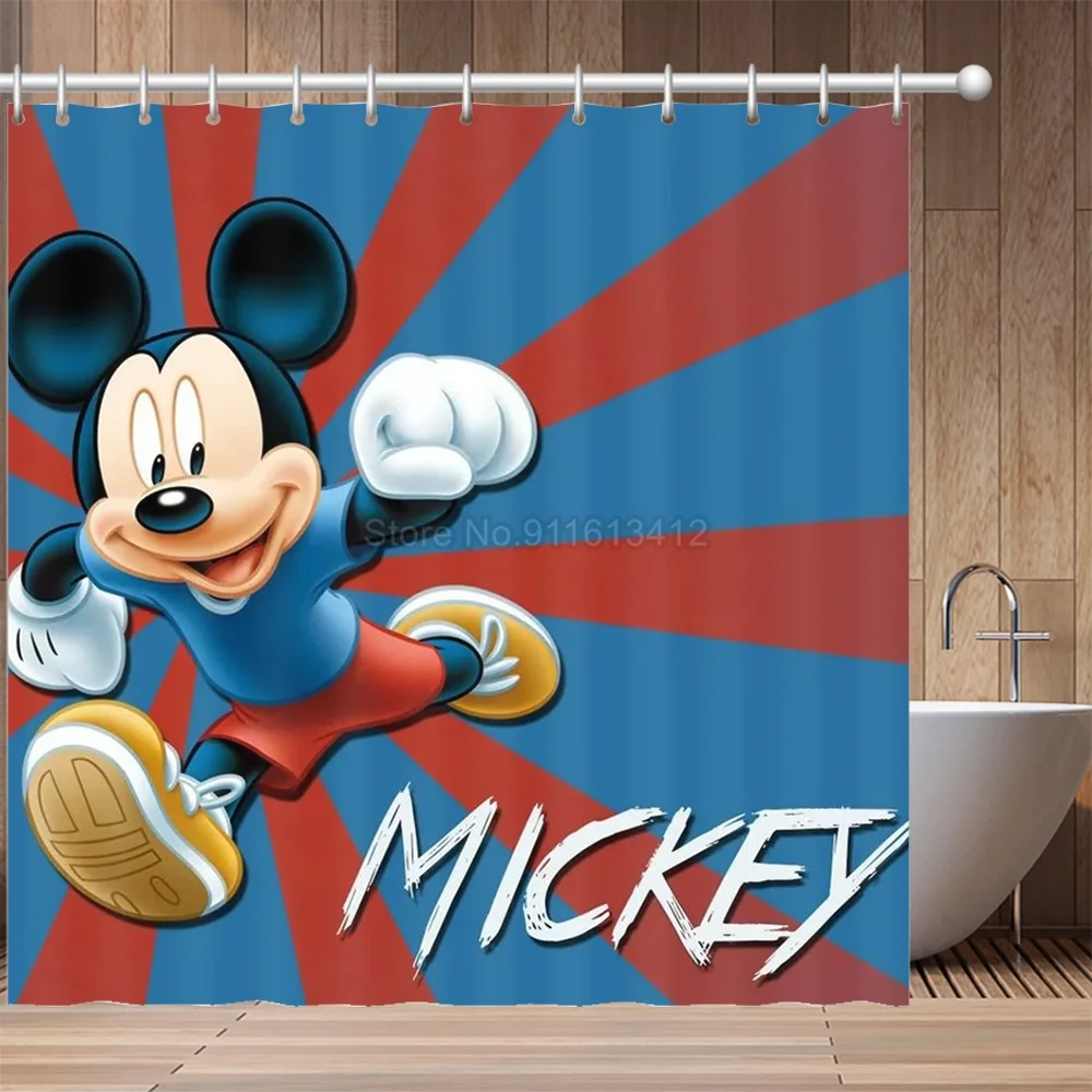 

Disney Cartoon Mickey Minnie Mouse Shower Curtain Waterproof Bathroom Shower Accessories Decor Bath Drapes for Girl Kids Gift