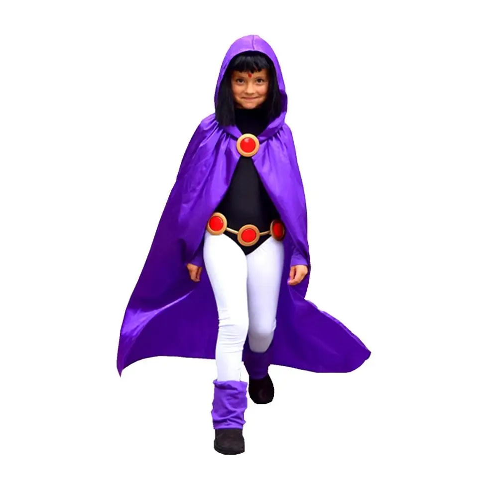 Deluxe Teen Titan Raven Costume for Cosplay & Halloween 4pcs/1set Halloween costume Kids&Adult szie