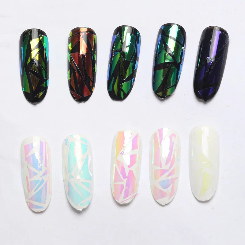 1 рулон Авроры наклейки для ногтей стекло Фольга Дизайн Наклейка сломанный