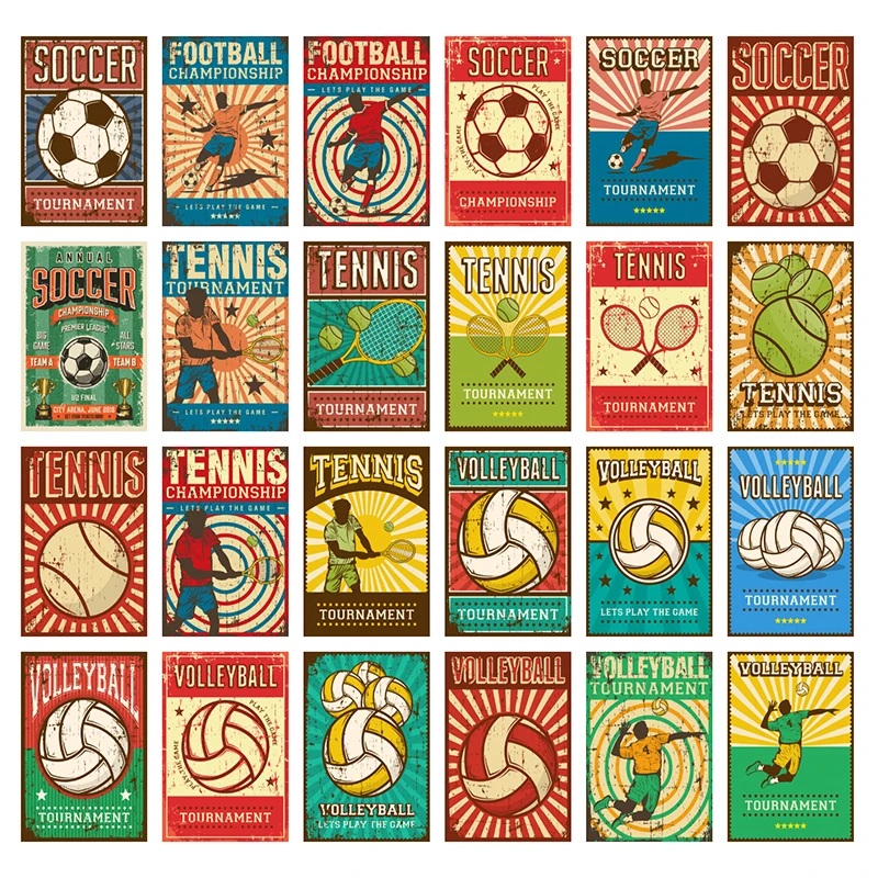 

[ Wellcraft ] Play Sports TENNIS SOCCER Volleybal Art Metal Tin Man Cave Sign Wall Poster Iron Painting Pub WX-34 20*30 CM